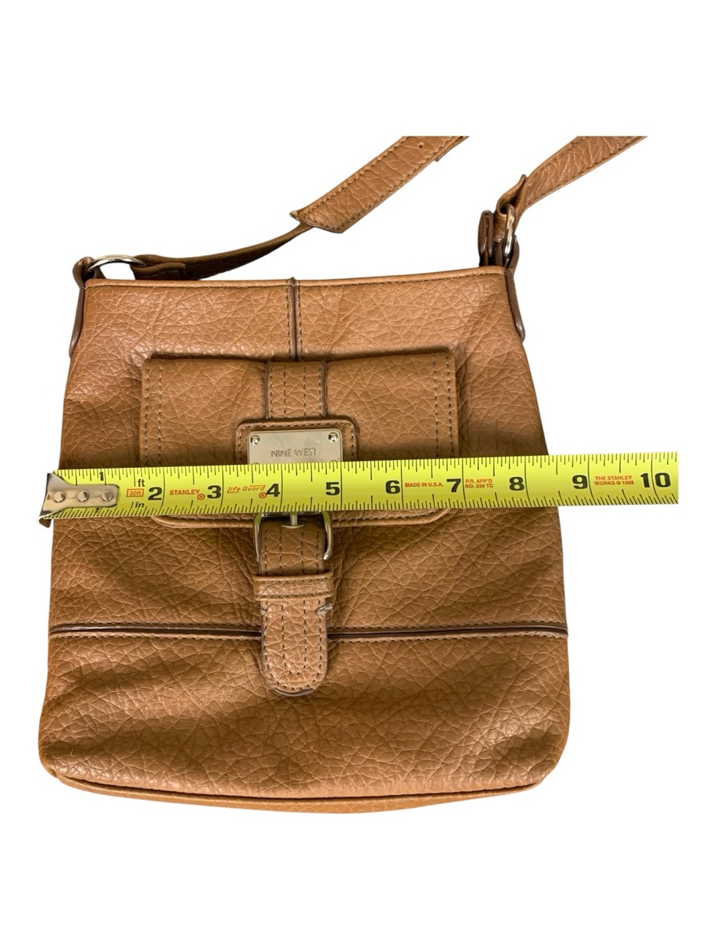 Nine West Tan Faux Leather Crossbody‎ Bag Adjustable Strap Travel Errands - Picture 6 of 9